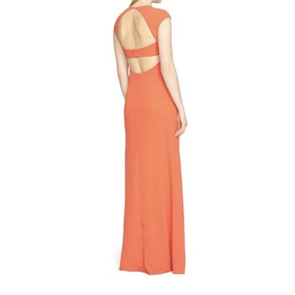 T by Alexander Wang Exposed Back Crepe Orange Maxi Dress 4 - Picture 1 of 9